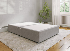 Heavy Duty Divan Base in Faux Linen Light Grey
