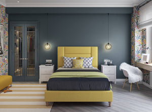Alderford Bed in Moda Ochre and Cushions