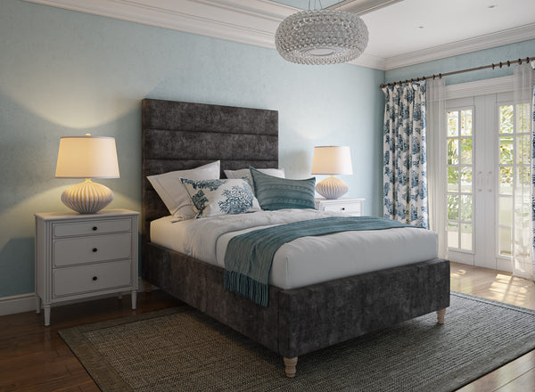 Vancouver High Headboard Bed in Natural Charcoal