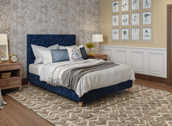 Holkham Bed in Danza Velvet Navy