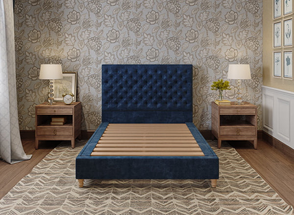 Holkham Bed in Danza Velvet Navy