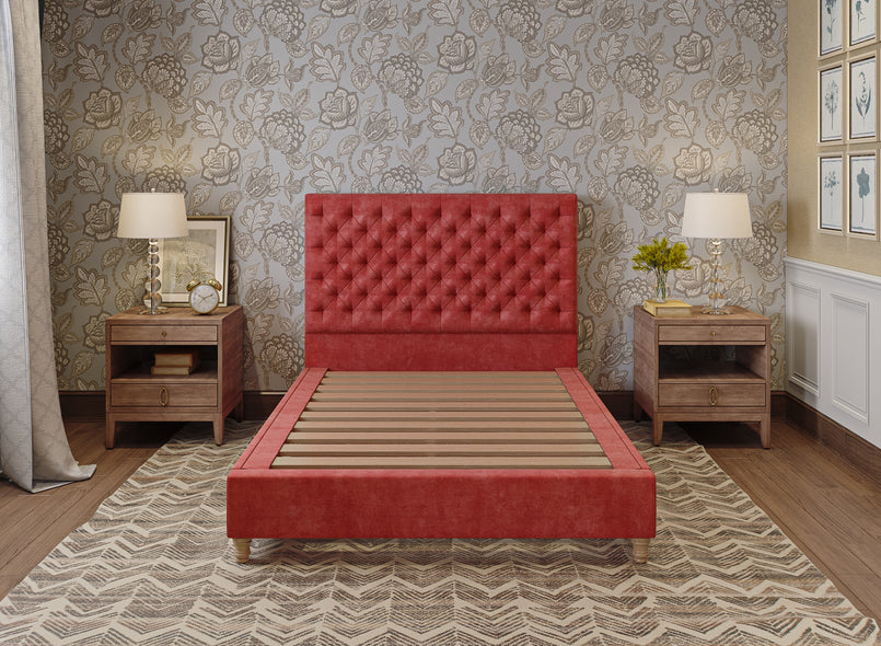 Holkham Bed in Danza Velvet Red