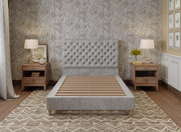 Holkham Bed in Danza Velvet Silver