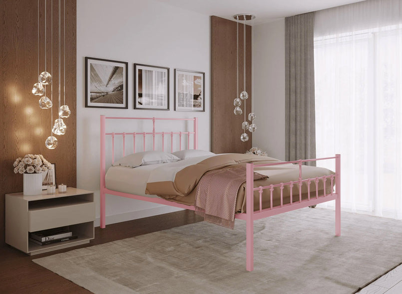 Lenox Wrought Iron Bed (High) in Light Pink