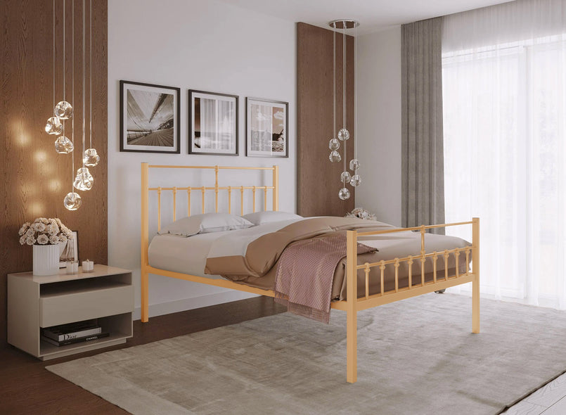 Lenox Wrought Iron Bed (High) in Saffron Yellow