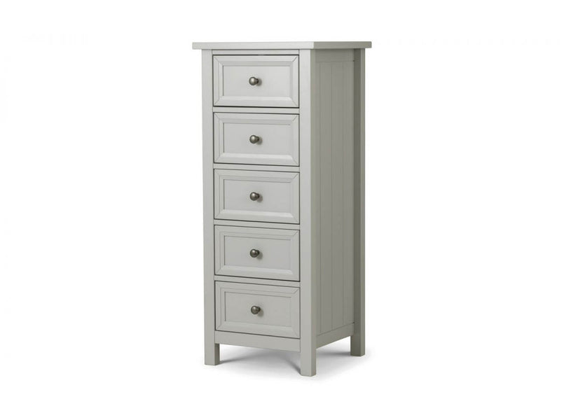 Maine Tall Chest 5 Drawers in Dove Grey