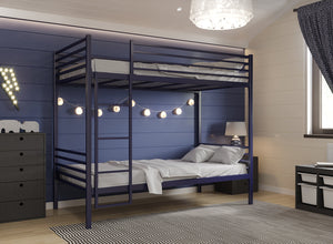 Children's Metal Bunk Bed in Night Blue (Left)