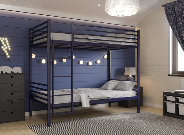 Children's Metal Bunk Bed in Night Blue (Left)