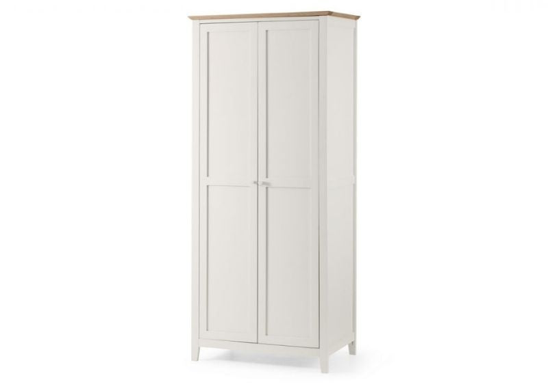 Salerno 2 Door Wardrobe in Ivory w/ Oak Top